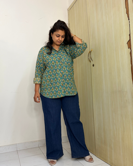 PEACOCK GREEN VINTAGE SHIRT