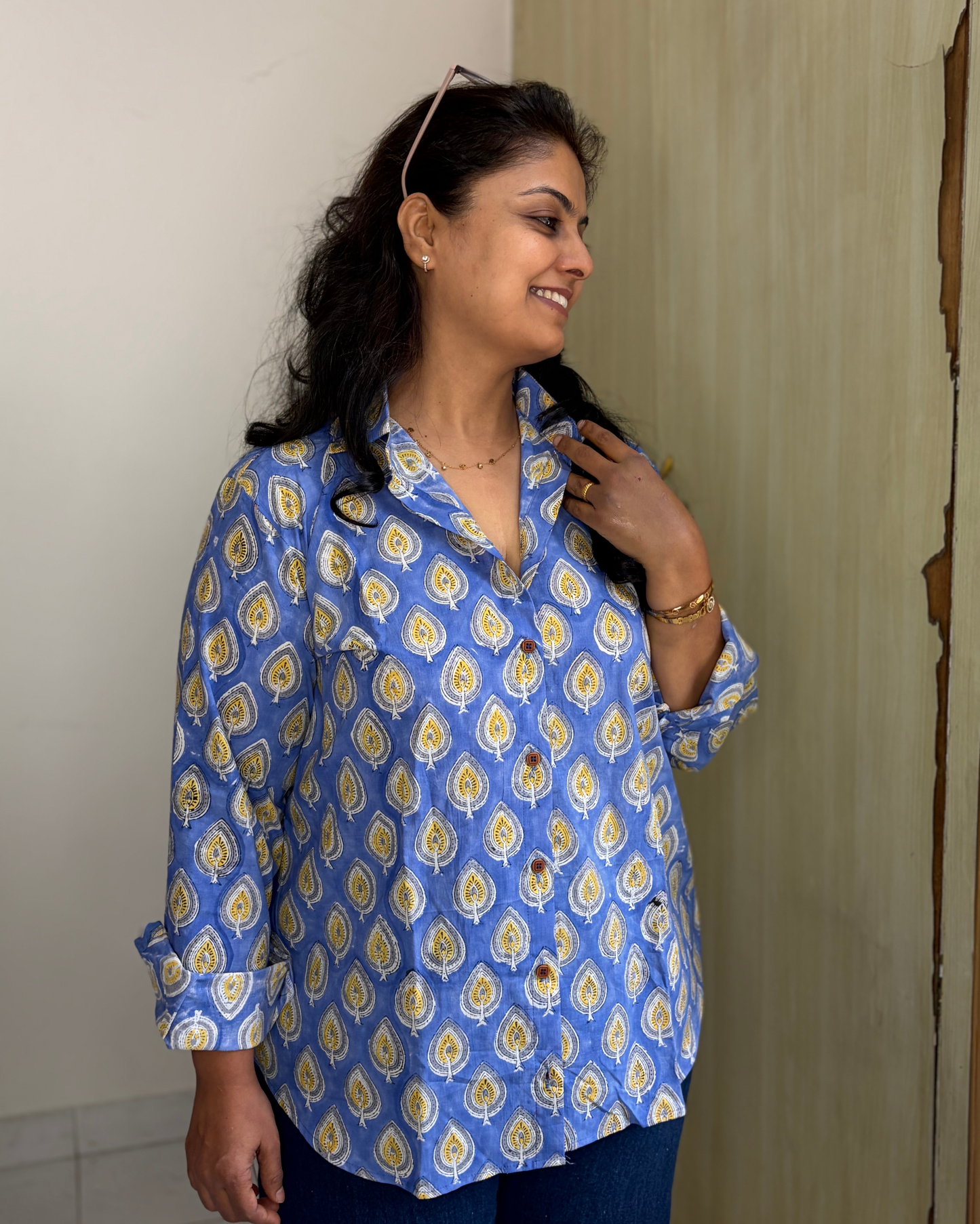 SKY BLUE YELLOW SHIRT