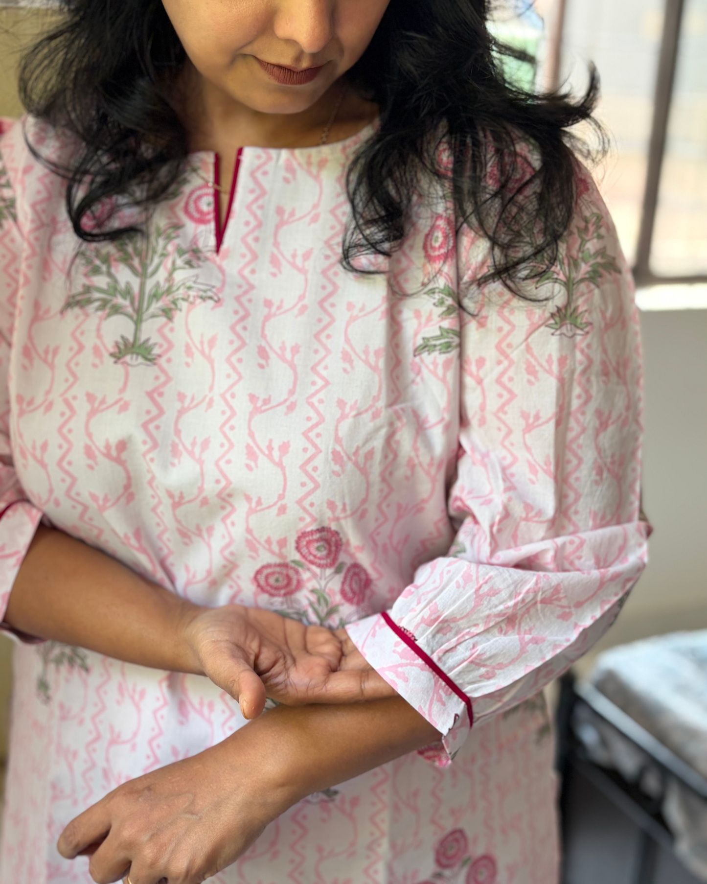 HANDBLOCK PINK MUGHAL AFGAN PANT SET