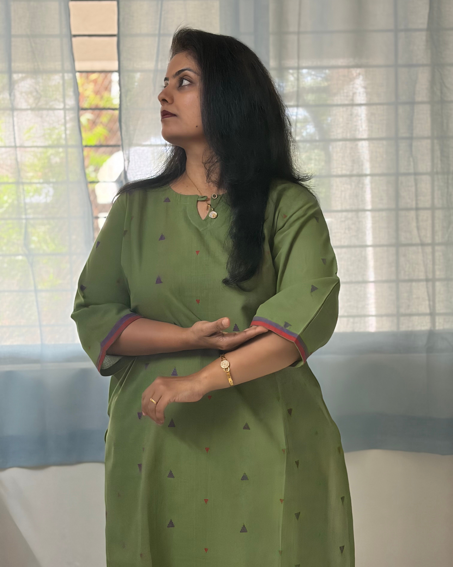 MINT GREEN SOUTH COTTON BUTTA KURTI