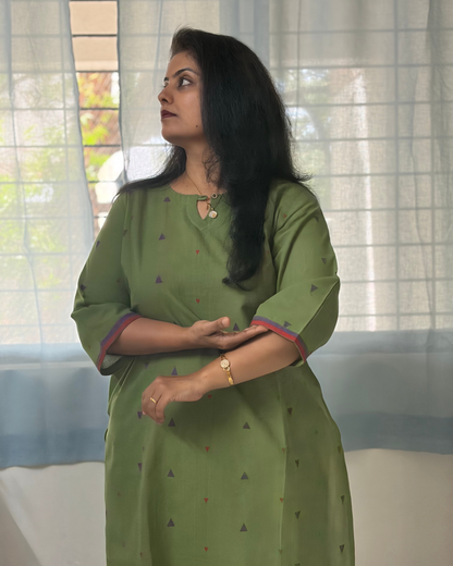 MINT GREEN SOUTH COTTON BUTTA KURTI