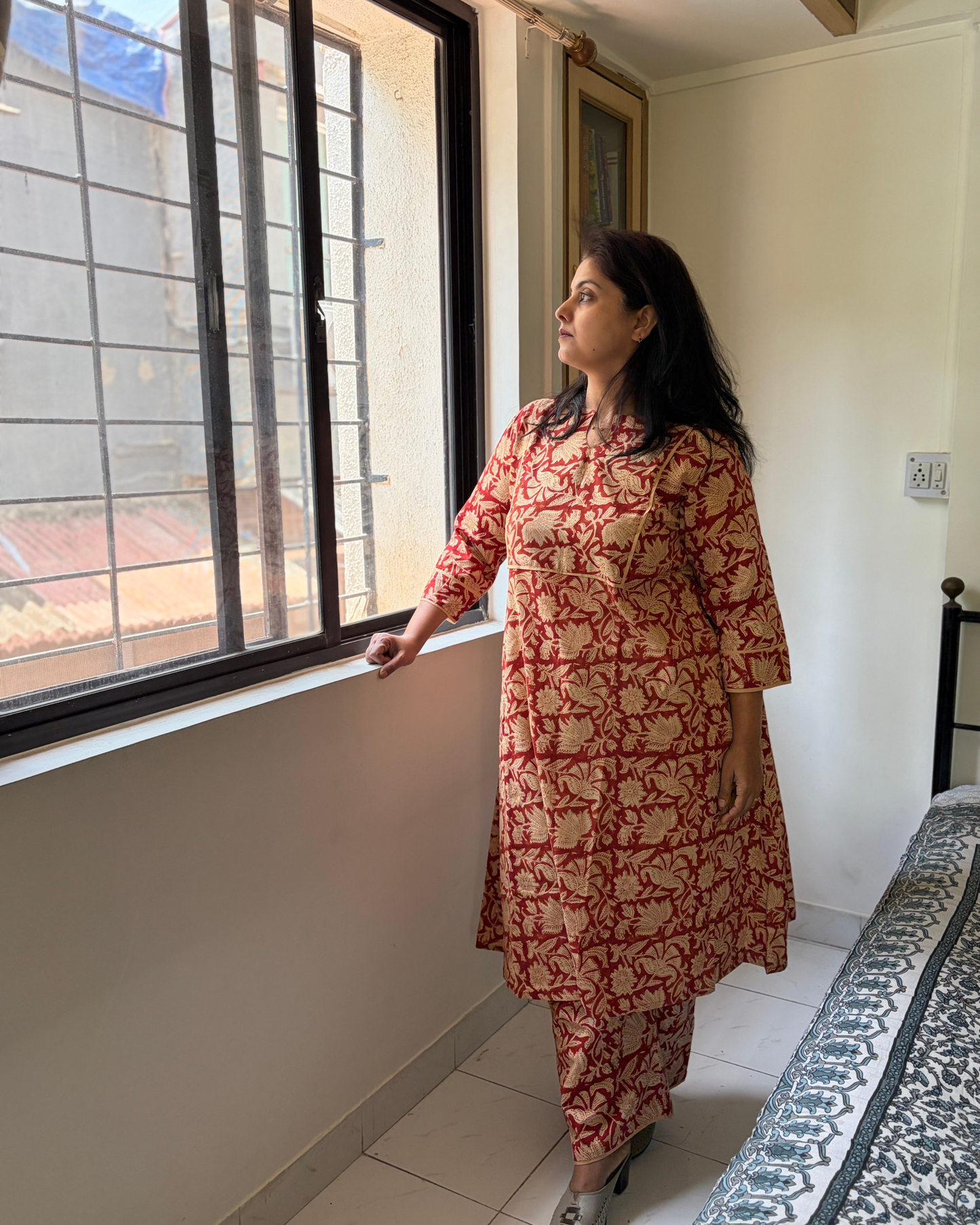 BAGRU RED KURTI SET