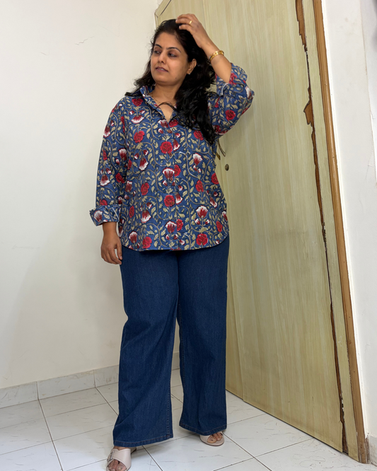 DENIM BLUE ROSE SHIRT