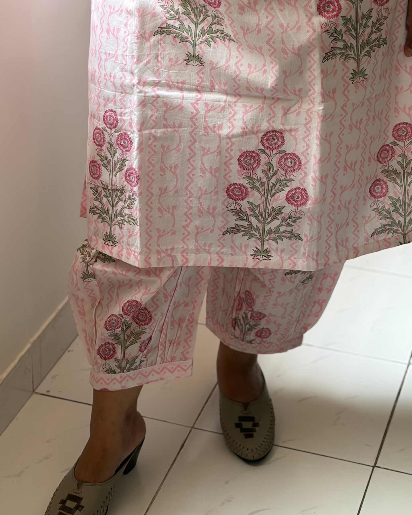 HANDBLOCK PINK MUGHAL AFGAN PANT SET