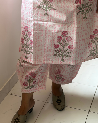 HANDBLOCK PINK MUGHAL AFGAN PANT SET