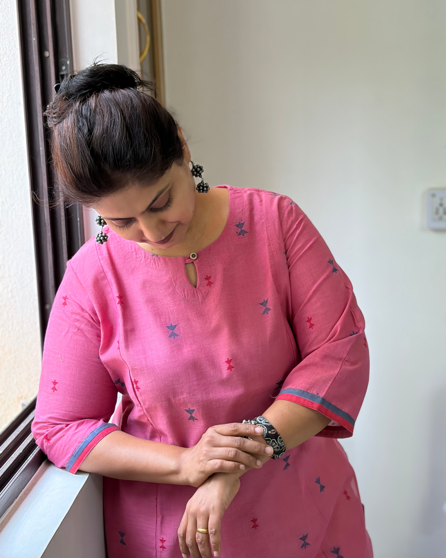 ROSE PINK SOUTH COTTON BUTTA KURTI