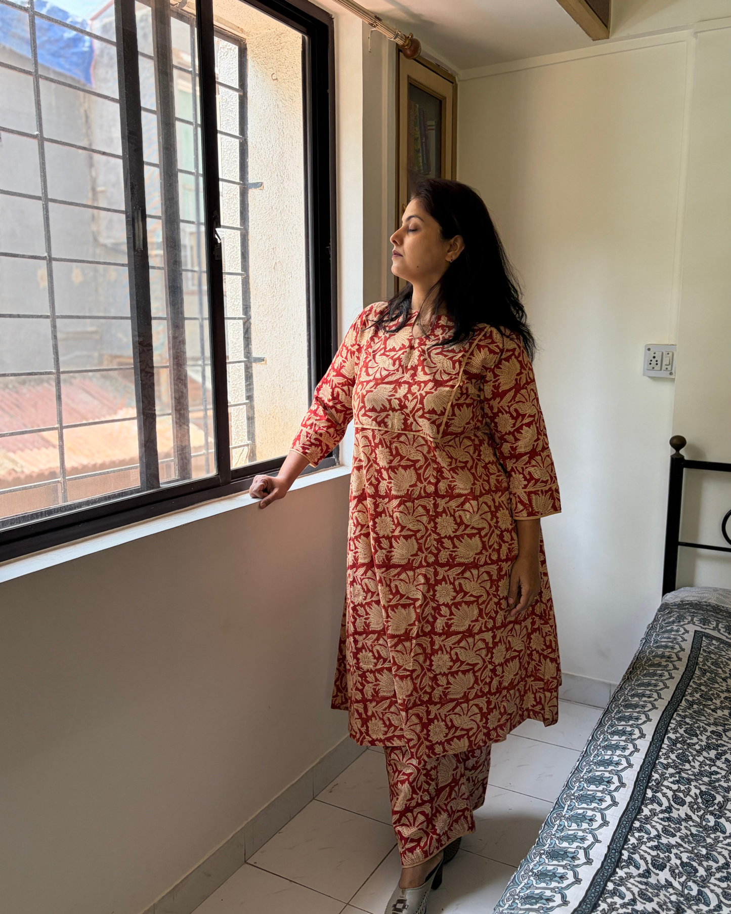 BAGRU RED KURTI SET