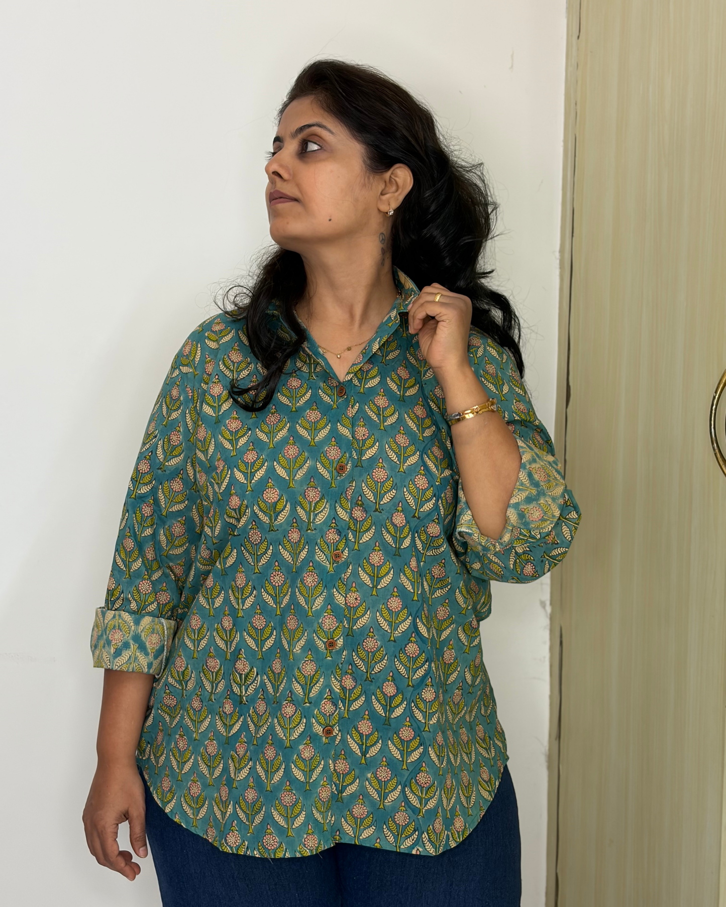 PEACOCK GREEN VINTAGE SHIRT