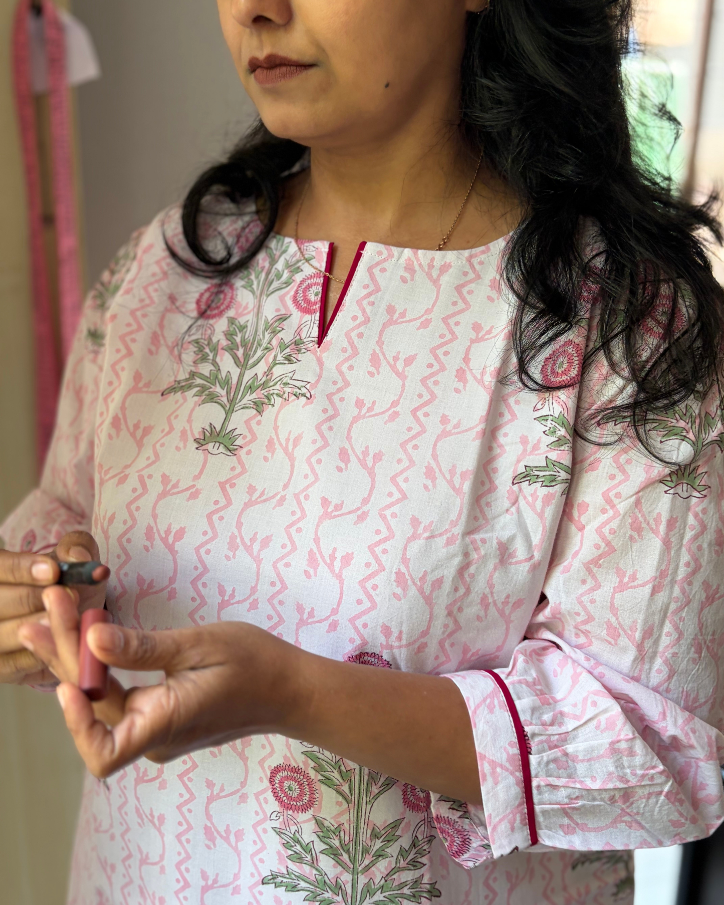 HANDBLOCK PINK MUGHAL AFGAN PANT SET