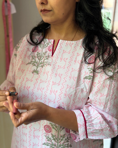 HANDBLOCK PINK MUGHAL AFGAN PANT SET