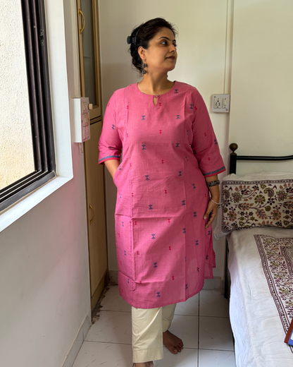ROSE PINK SOUTH COTTON BUTTA KURTI