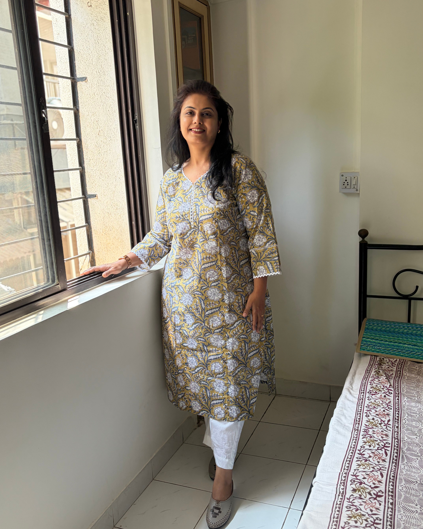 HANDBLOCK LACE KURTI