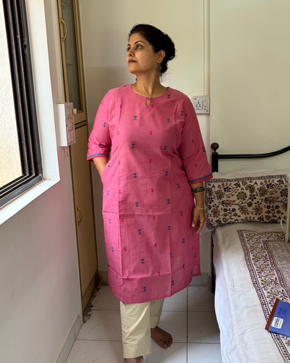 ROSE PINK SOUTH COTTON BUTTA KURTI