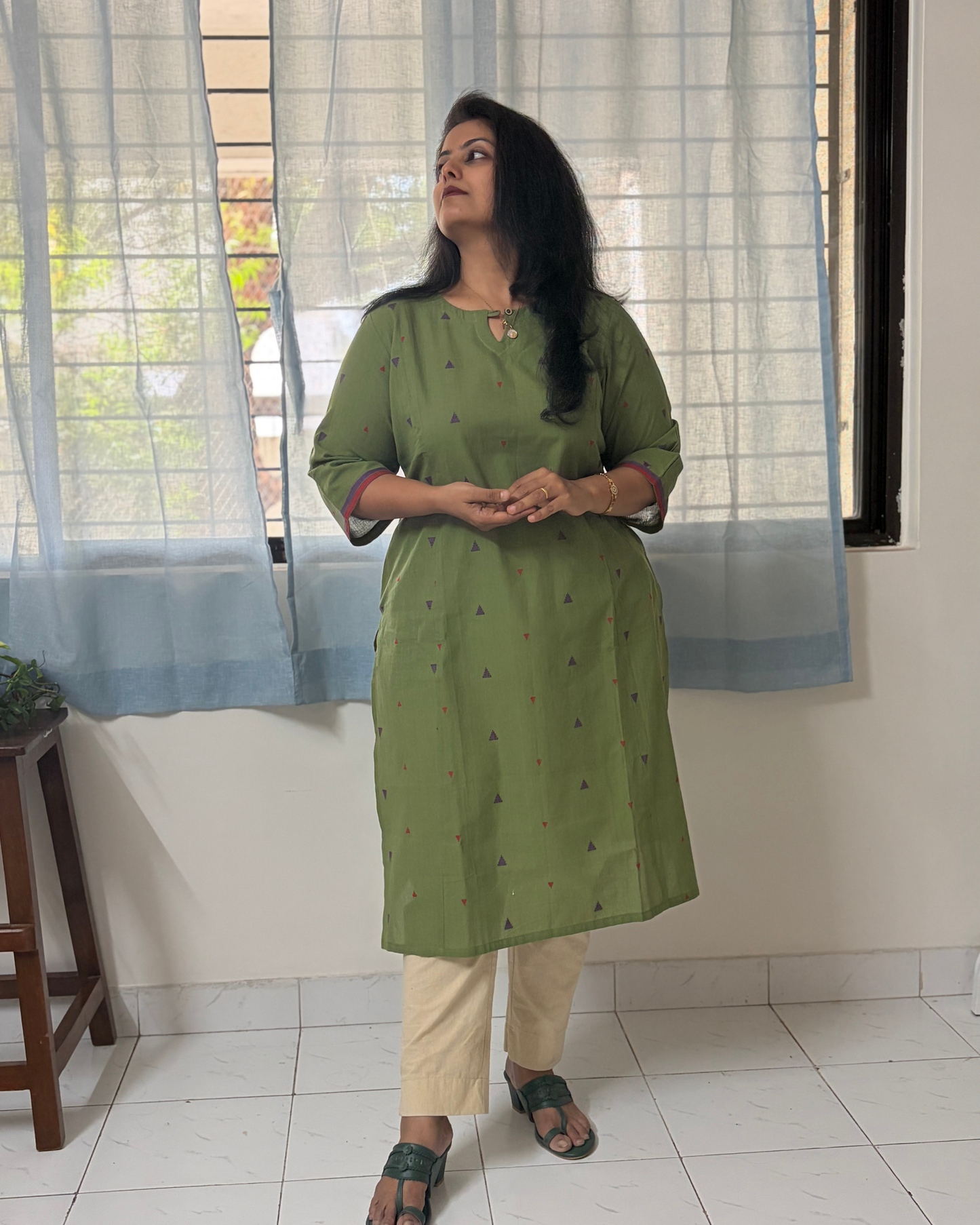 MINT GREEN SOUTH COTTON BUTTA KURTI