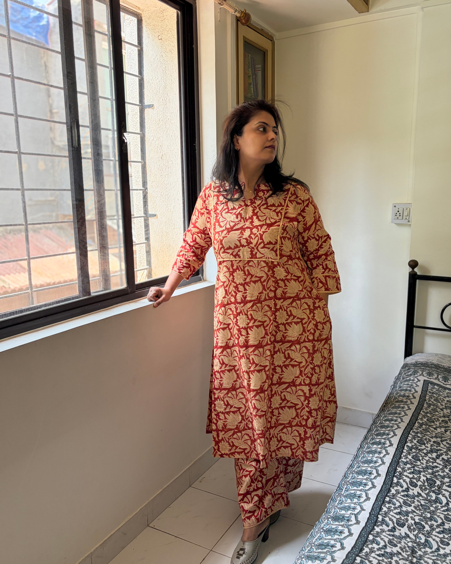 BAGRU RED KURTI SET