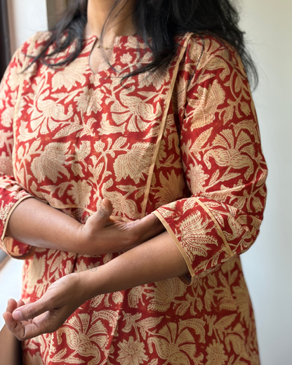 BAGRU RED KURTI SET