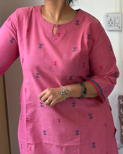 ROSE PINK SOUTH COTTON BUTTA KURTI