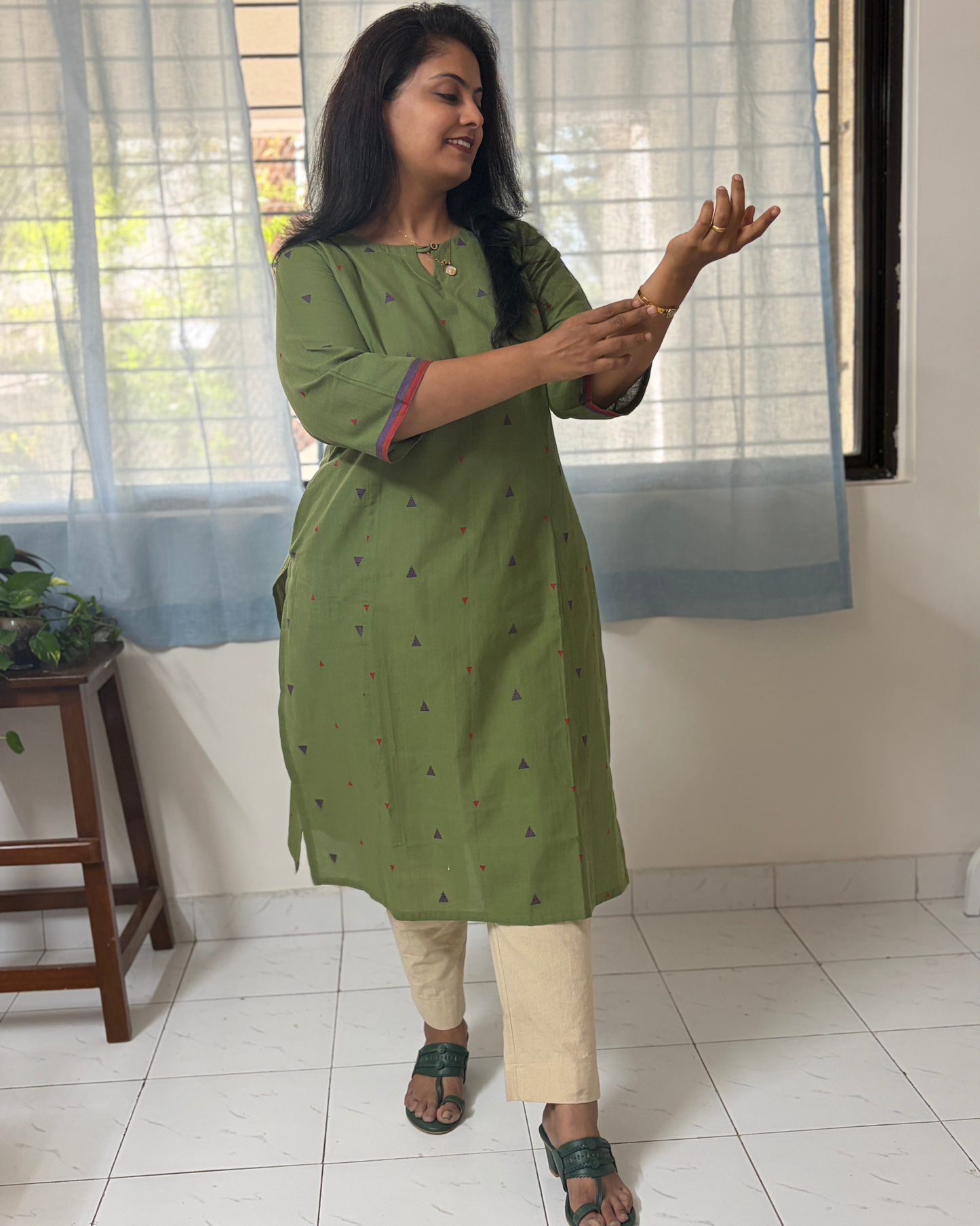 MINT GREEN SOUTH COTTON BUTTA KURTI