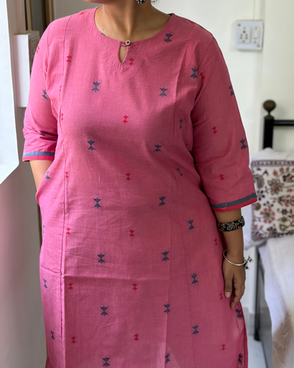 ROSE PINK SOUTH COTTON BUTTA KURTI