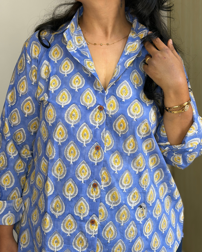 SKY BLUE YELLOW SHIRT