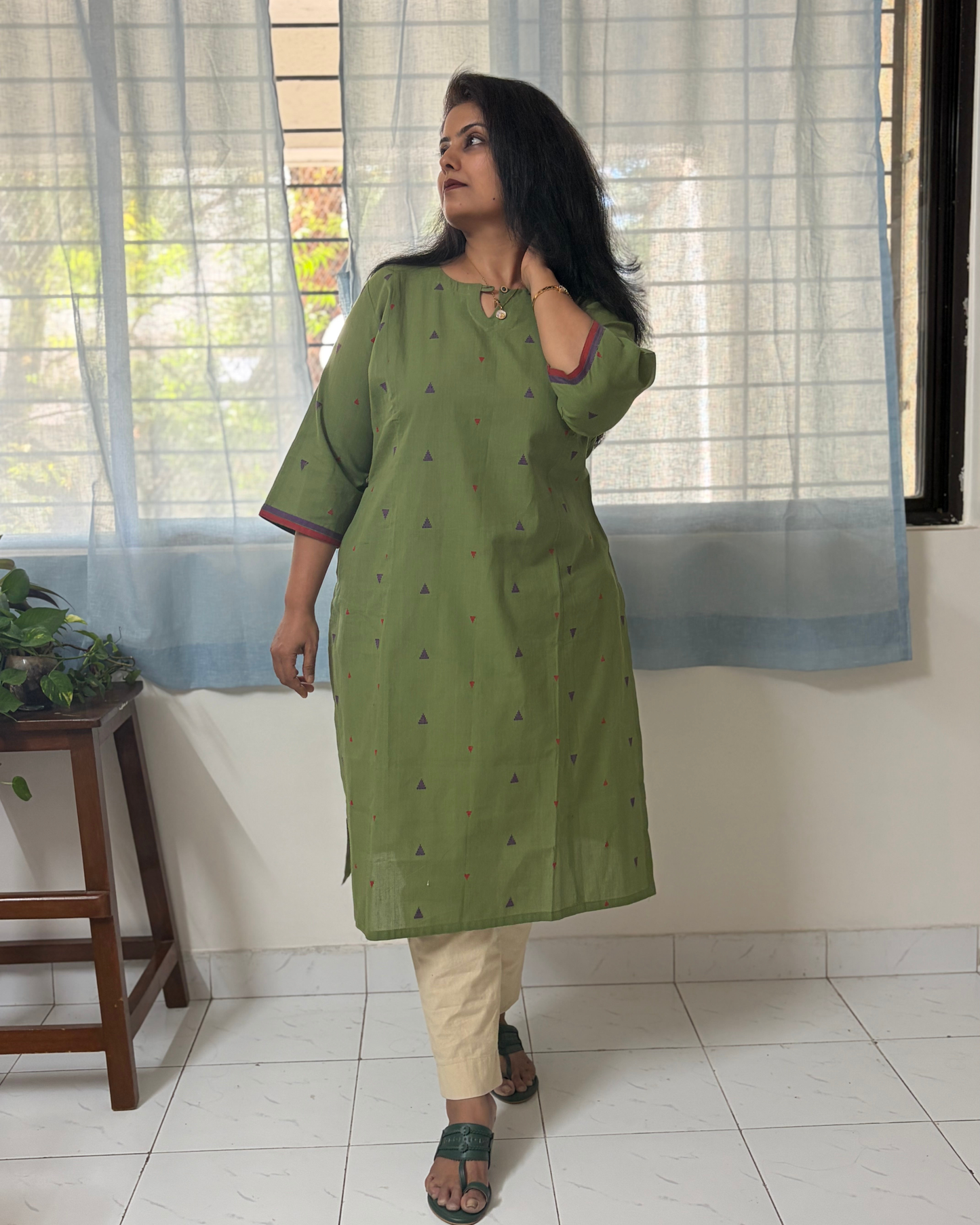 MINT GREEN SOUTH COTTON BUTTA KURTI