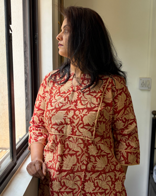 BAGRU RED KURTI SET