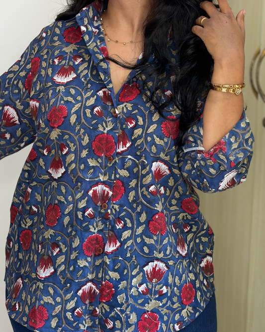 DENIM BLUE ROSE SHIRT