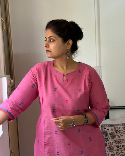 ROSE PINK SOUTH COTTON BUTTA KURTI
