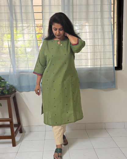 MINT GREEN SOUTH COTTON BUTTA KURTI