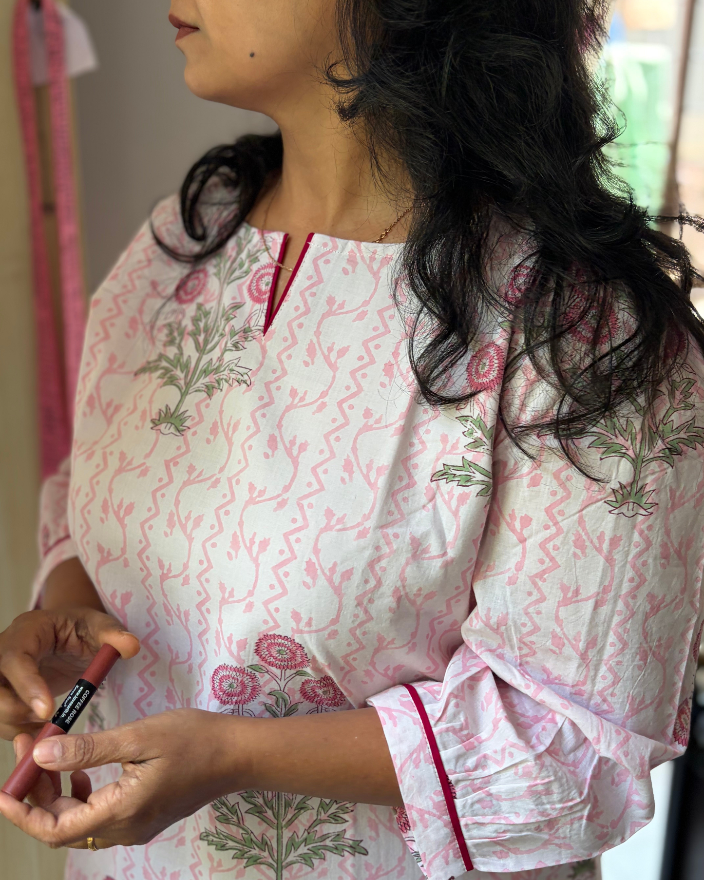 HANDBLOCK PINK MUGHAL AFGAN PANT SET